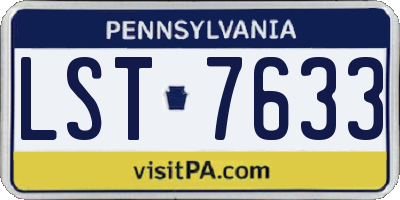 PA license plate LST7633