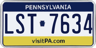 PA license plate LST7634