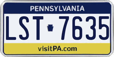 PA license plate LST7635