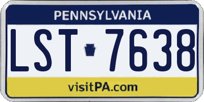 PA license plate LST7638