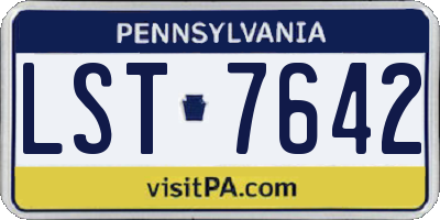 PA license plate LST7642