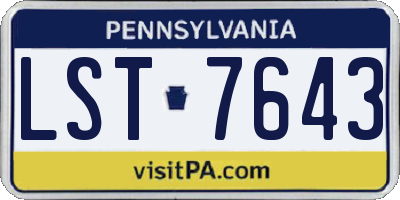 PA license plate LST7643