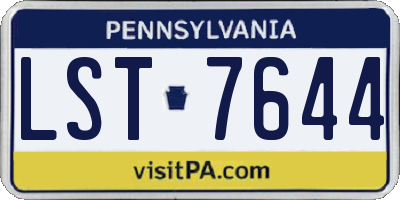 PA license plate LST7644