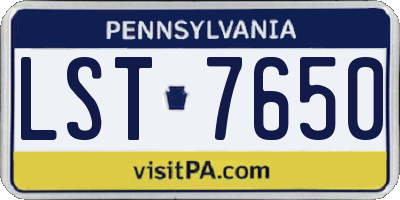 PA license plate LST7650