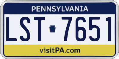 PA license plate LST7651