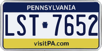PA license plate LST7652