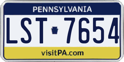 PA license plate LST7654