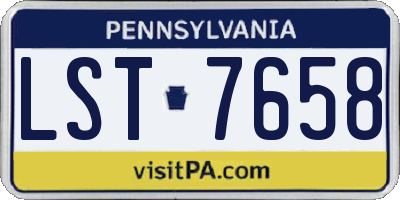 PA license plate LST7658