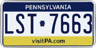 PA license plate LST7663
