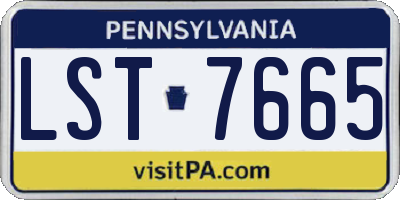 PA license plate LST7665