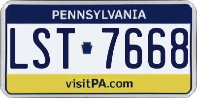 PA license plate LST7668