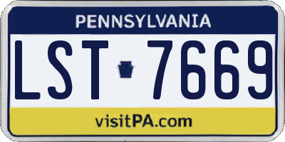 PA license plate LST7669