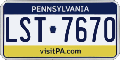 PA license plate LST7670