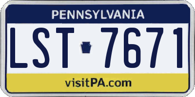 PA license plate LST7671