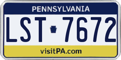 PA license plate LST7672