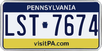 PA license plate LST7674
