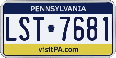 PA license plate LST7681