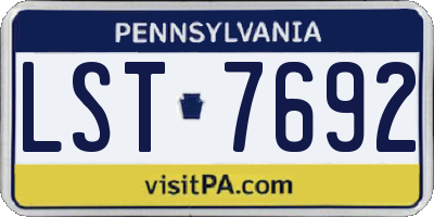 PA license plate LST7692
