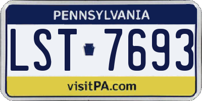 PA license plate LST7693