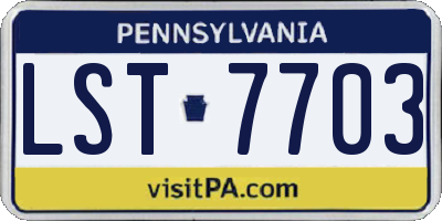 PA license plate LST7703