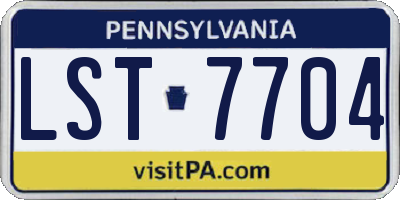 PA license plate LST7704