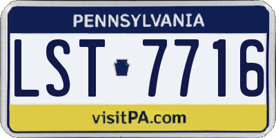 PA license plate LST7716