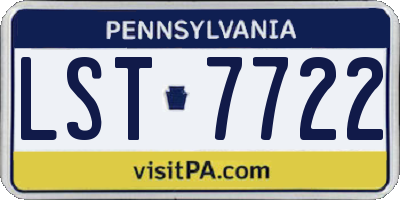 PA license plate LST7722