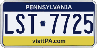 PA license plate LST7725