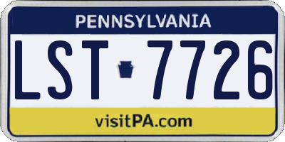 PA license plate LST7726