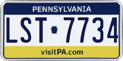 PA license plate LST7734