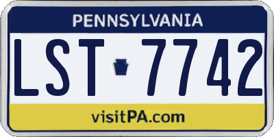 PA license plate LST7742