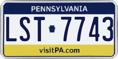PA license plate LST7743