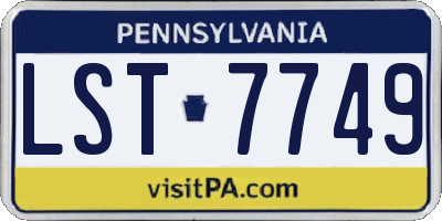 PA license plate LST7749