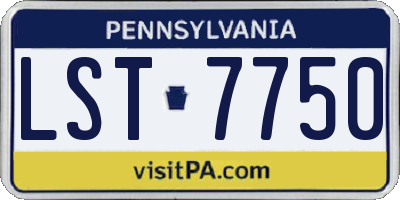 PA license plate LST7750