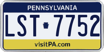 PA license plate LST7752
