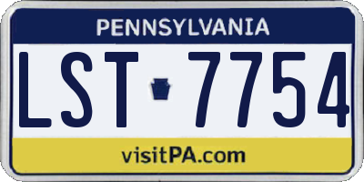 PA license plate LST7754
