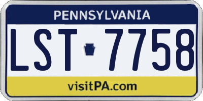 PA license plate LST7758