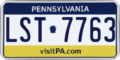 PA license plate LST7763