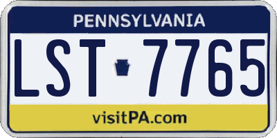 PA license plate LST7765