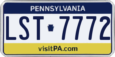 PA license plate LST7772