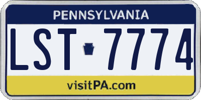 PA license plate LST7774