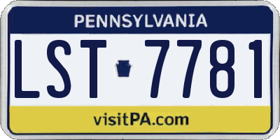 PA license plate LST7781