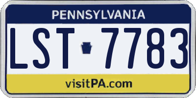 PA license plate LST7783