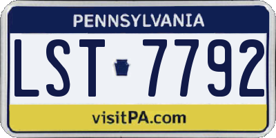 PA license plate LST7792