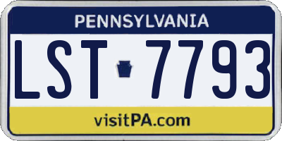 PA license plate LST7793