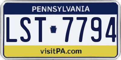 PA license plate LST7794