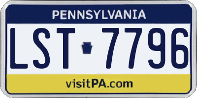 PA license plate LST7796