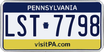 PA license plate LST7798