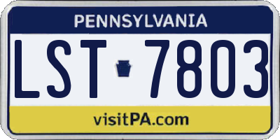 PA license plate LST7803