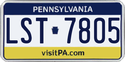 PA license plate LST7805
